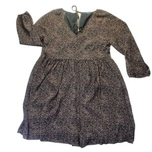 Madewell XXS Black Tan Abstract Print Mini Dress babydoll